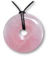 Rosenquarz Donut - PI Scheibe Edelstein Schmuck Ketten Anhänger AA Qualität 40mm #2070