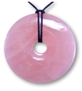 Rosenquarz Donut - PI Scheibe - Edelstein Schmuck Ketten Anhänger 50mm