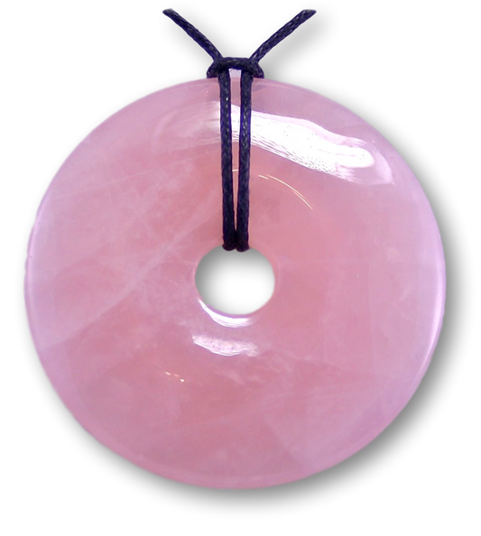 Rosenquarz Donut - PI Scheibe - Edelstein Schmuck Ketten Anhänger 50mm