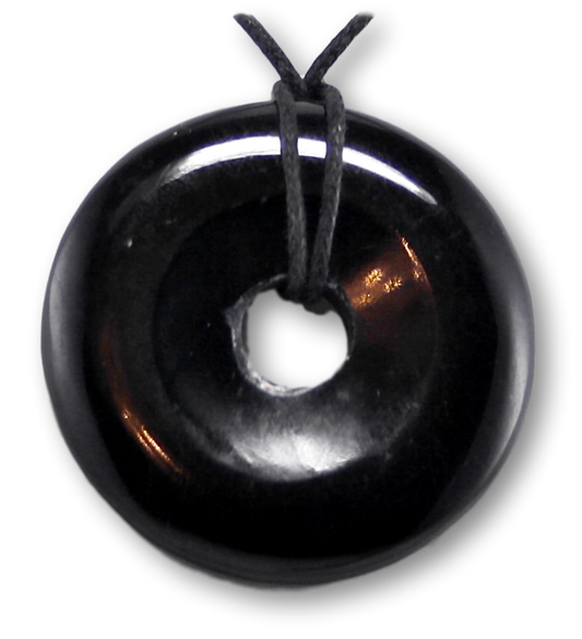 Schwarzer Turmalin Donut - PI Scheibe Schmuck Ketten Anhänger AA Qualität 30mm
