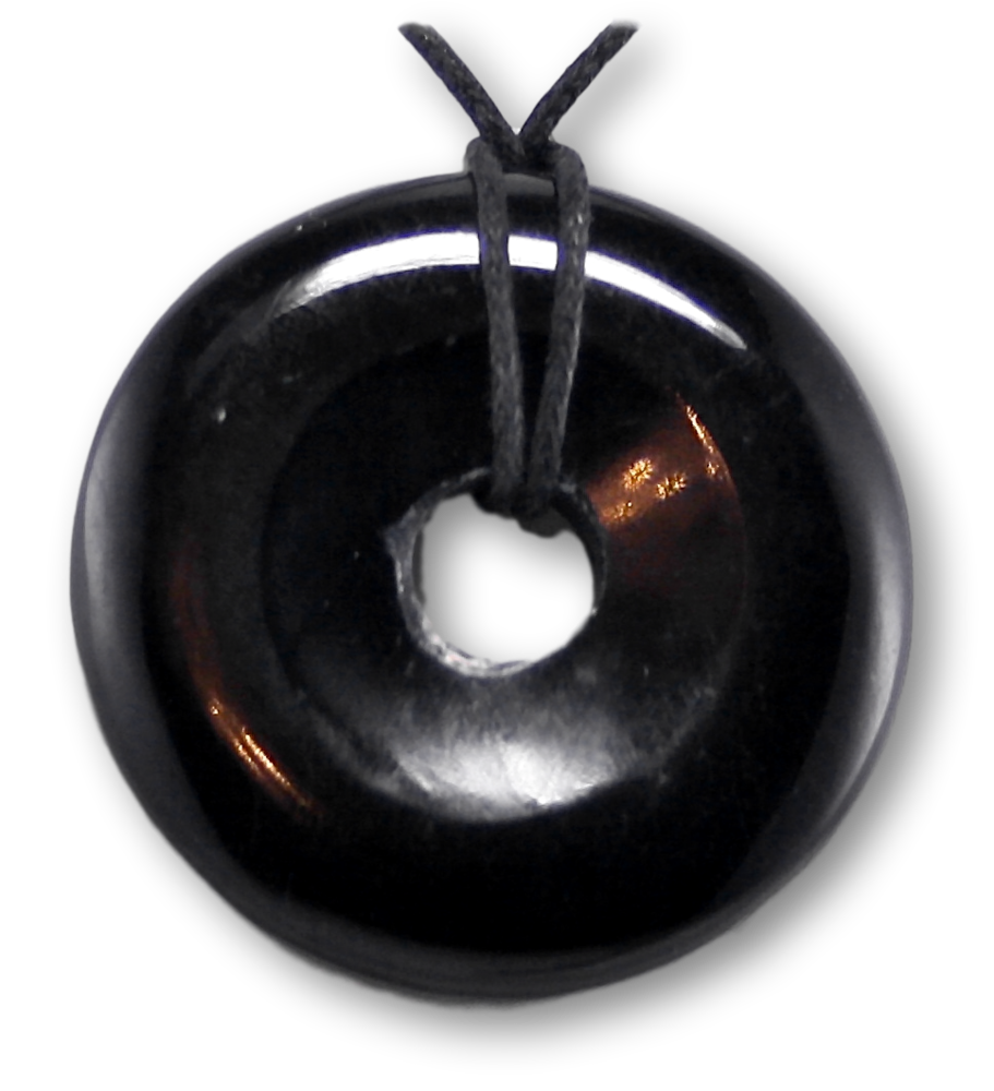 Schwarzer Turmalin Donut - PI Scheibe Schmuck Ketten Anhänger AA Qualität 40mm #2072