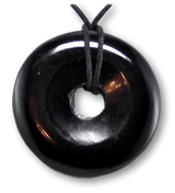 Schwarzer Turmalin Donut - PI Scheibe Schmuck Ketten Anhänger AA Qualität 40mm #2072