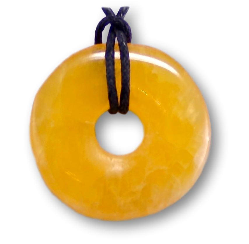 Orangencalcit Donut - PI Scheibe - Edelstein Schmuck Ketten Anhänger AA Qualität 30mm