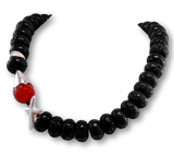 Edelstein Kette - Collier Lava - Karneol - 925er Silber Schmuck #2134