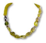 Serpentin - Lemon Quarz Edelstein Schmuck Kette - Collier - 925er Silber #2138