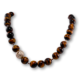 Tigerauge Edelstein Kette - Collier - 925er Silber Schmuck #2140