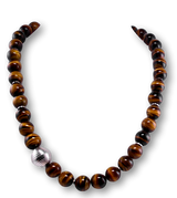 Tigerauge Edelstein Kette - Collier - 925er Silber Schmuck #2142