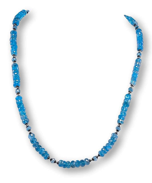 Apatit facettiert Edelstein Schmuck Kette - Collier - 925er Silber - Halskette #2168