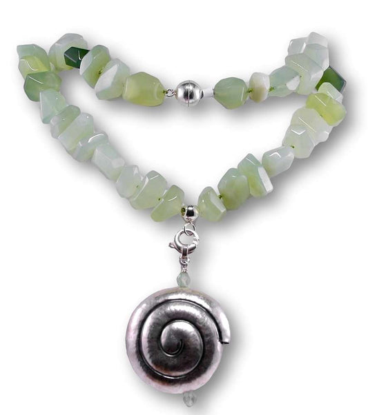 Serpentin Edelstein Schmuck Kette - Collier - 925er Silber #2181
