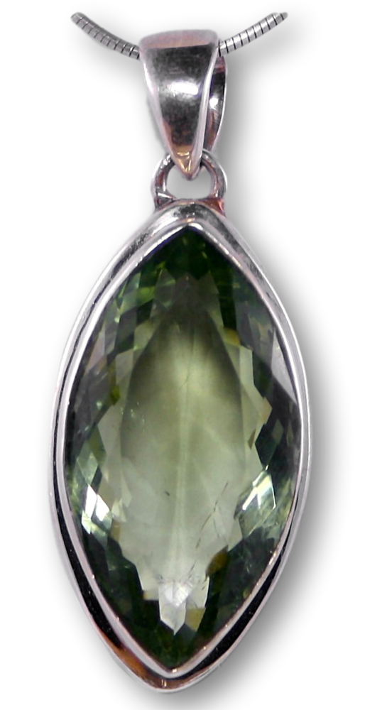grüner facettierter Amethyst Schmuck Ketten Anhänger - Edelstein - A Qualität - 925er Silber #2337