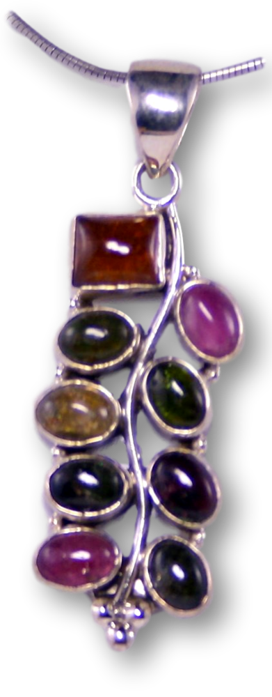 Turmalin Schmuck Ketten Anhänger - Edelstein - A Qualität - 925er Silber #2365