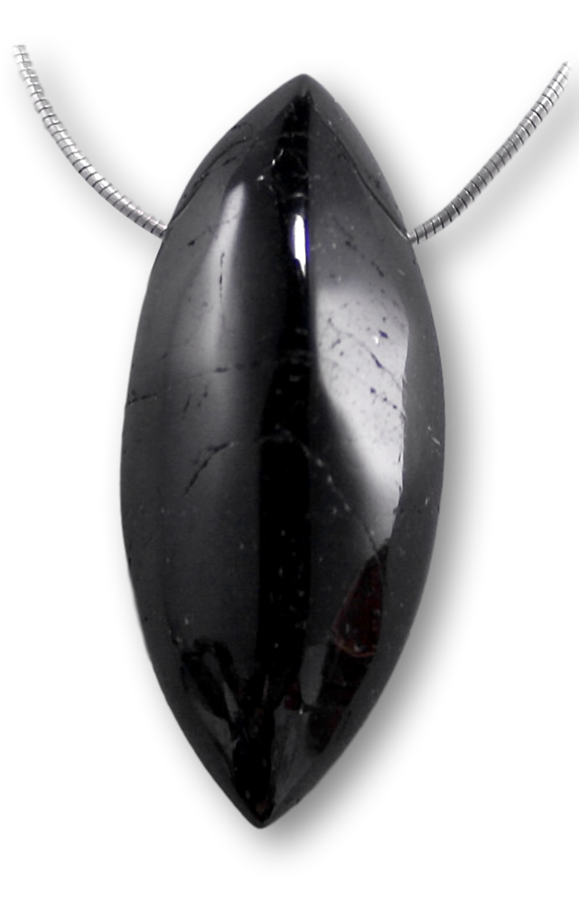 hochwertiger schwarzer Turmalin / Schörl - Edelstein - Navetten Schmuck Ketten Anhänger