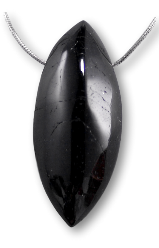 hochwertiger schwarzer Turmalin / Schörl - Edelstein - Navetten Schmuck Ketten Anhänger