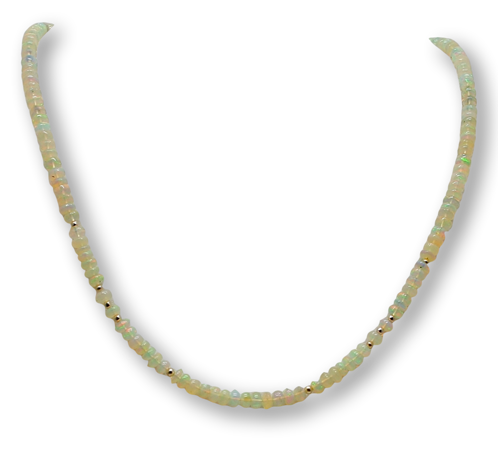 Äthiopischer Opal Edelstein Schmuck Kette - Collier - 925er Silber #3110