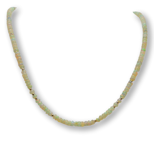 Äthiopischer Opal Edelstein Schmuck Kette - Collier - 925er Silber #3110
