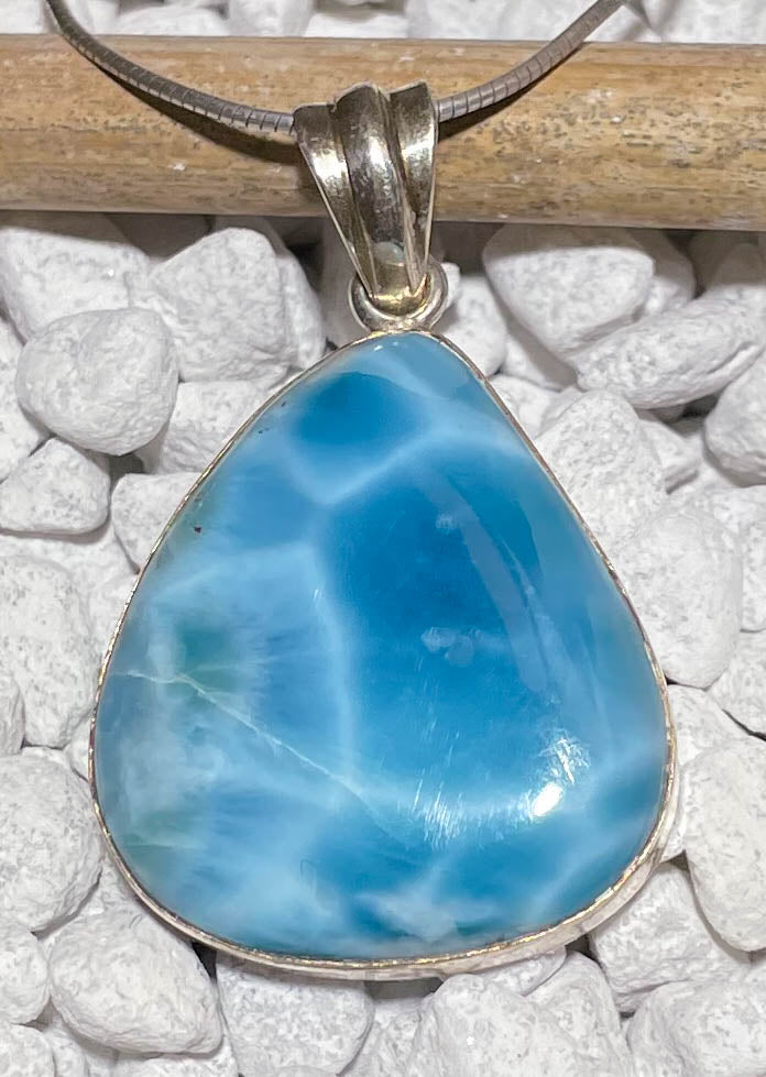 Larimar Schmuck Ketten Edelstein Anhänger - Atlantisstein A Qualität - 925er Silber #7030