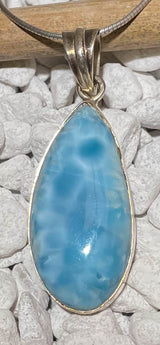 Anhänger mit Larimar - Atlantisstein - Edelstein - Schmuck Silberanhänger - A Qualität - 925er Silber #6417