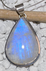 Regenbogenmondstein Edelstein Schmuck Ketten Anhänger - weißer Labradorit - A Qualität - 925er Silber #6080