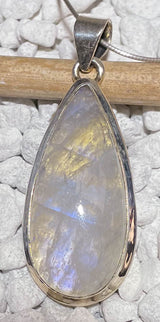 Regenbogenmondstein Edelstein Schmuck Ketten Anhänger - weißer Labradorit - A Qualität - 925er Silber #5762