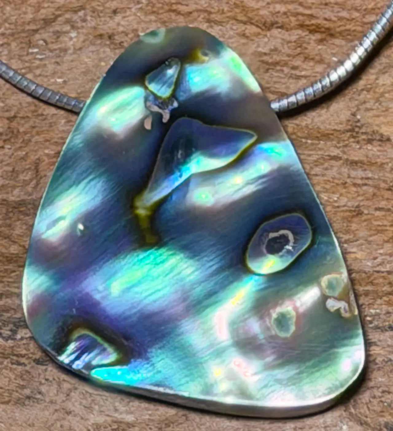 Abalone Muschel - Trommelstein Anhänger - Edelstein A Qualität #5270