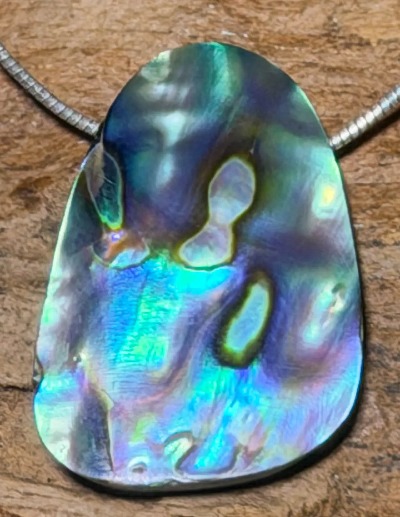 Abalone Muschel - Trommelstein Schmuck Ketten Anhänger - Edelstein A Qualität #5268