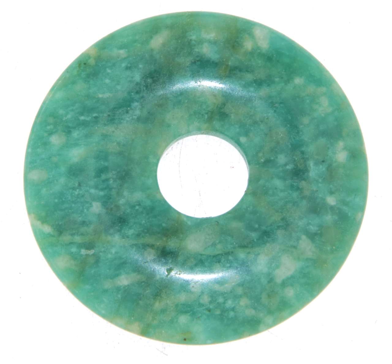 Amazonit Donut - PI Scheibe - Edelstein Schmuck Ketten Anhänger 30mm - A Qualität #6742
