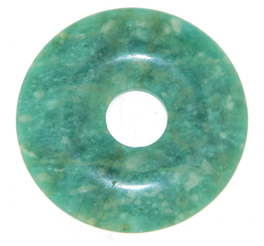 Amazonit Donut - PI Scheibe - Edelstein Schmuck Ketten Anhänger 30mm - A Qualität #6742