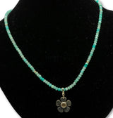 Amazoit Edelstein Schmuck Kette facettiert mit Topas Charm - Collier - 925er Silber #5301