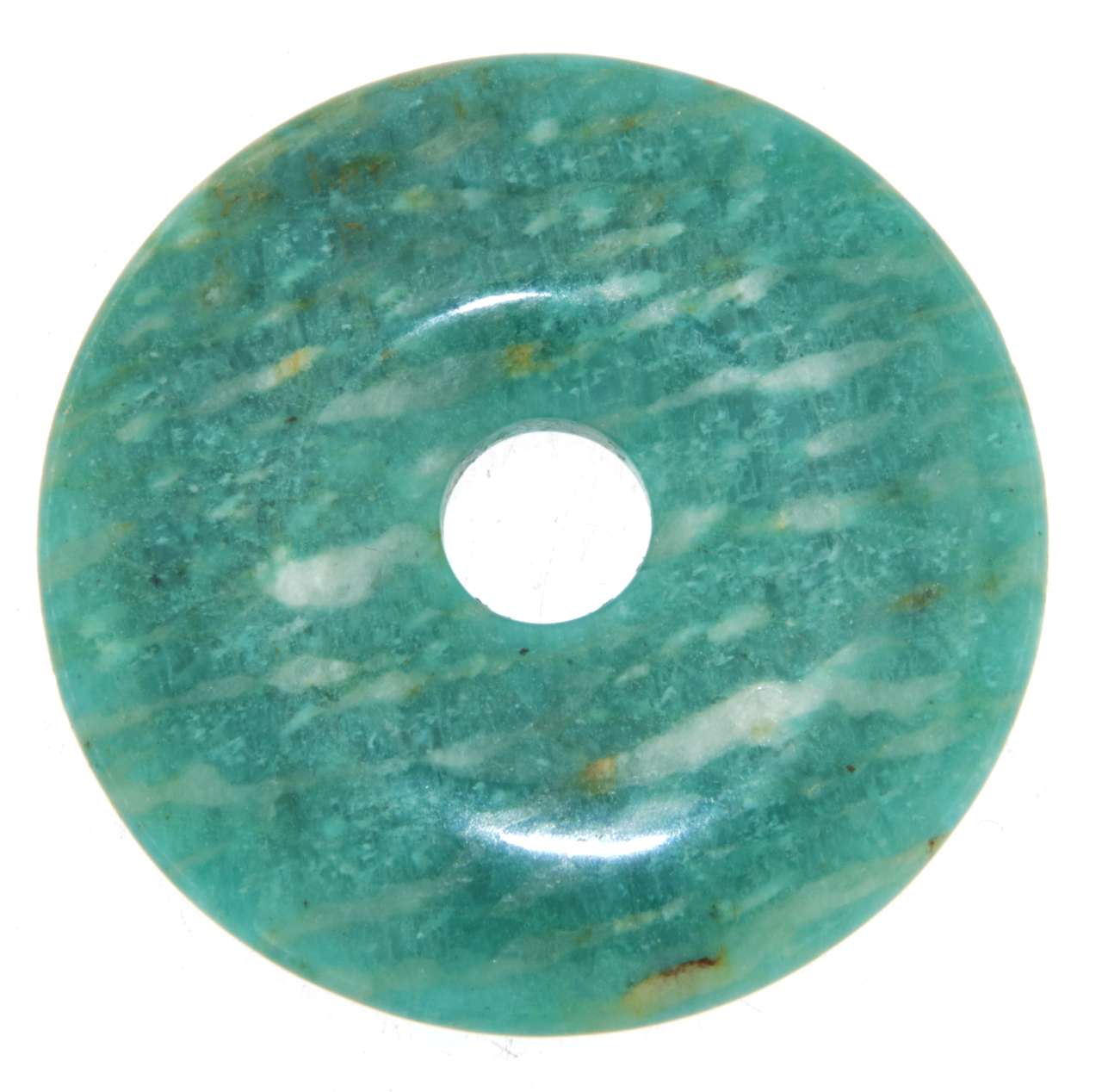 Amazonit Donut - PI Scheibe - Edelstein Schmuck Ketten Anhänger 40mm - A Qualität #6000
