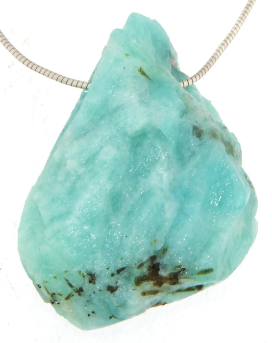 Amazonit Rohstein Trommelstein Edelstein Schmuck Ketten Anhänger - A Qualität #7349