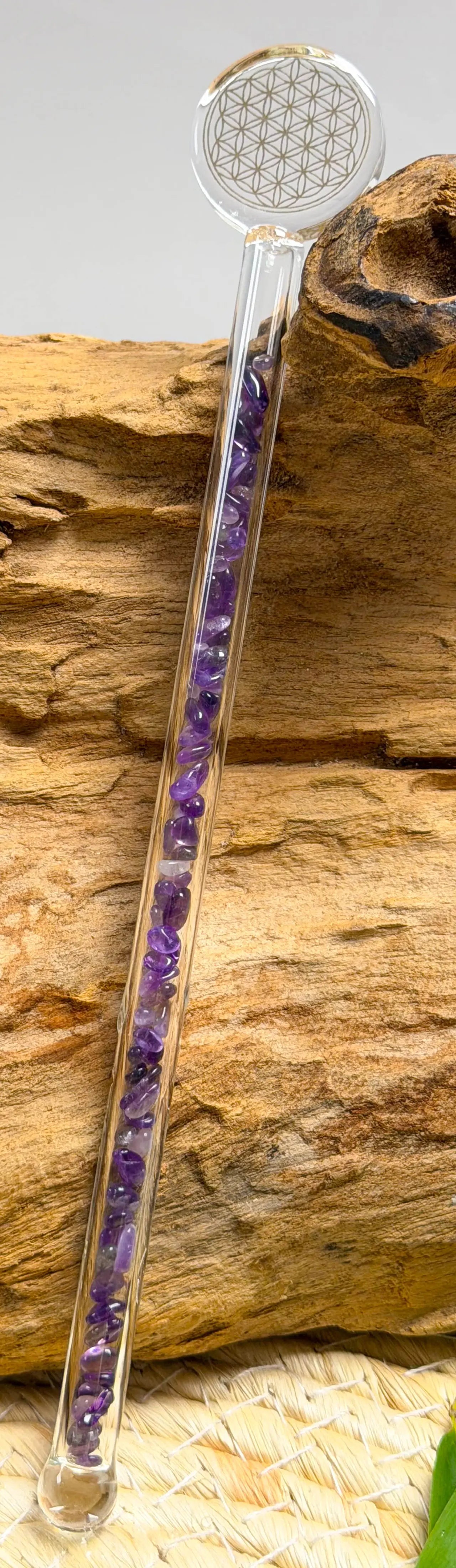Edelsteinwasser Amethyst PREMIUM Vital Crystal Water Stick - Blume des Lebens - Wasseraufbereitung - seelensteinchen