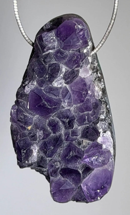 Amethyst Trommelstein Edelstein Schmuck Ketten Anhänger - Amethystdruse - A Qualität #0119