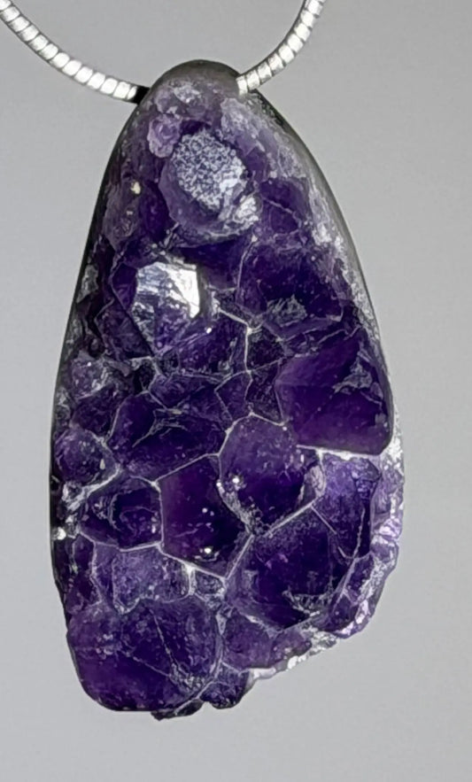 Amethyst Trommelstein Edelstein Schmuck Ketten Anhänger - Amethystdruse - A Qualität #5287
