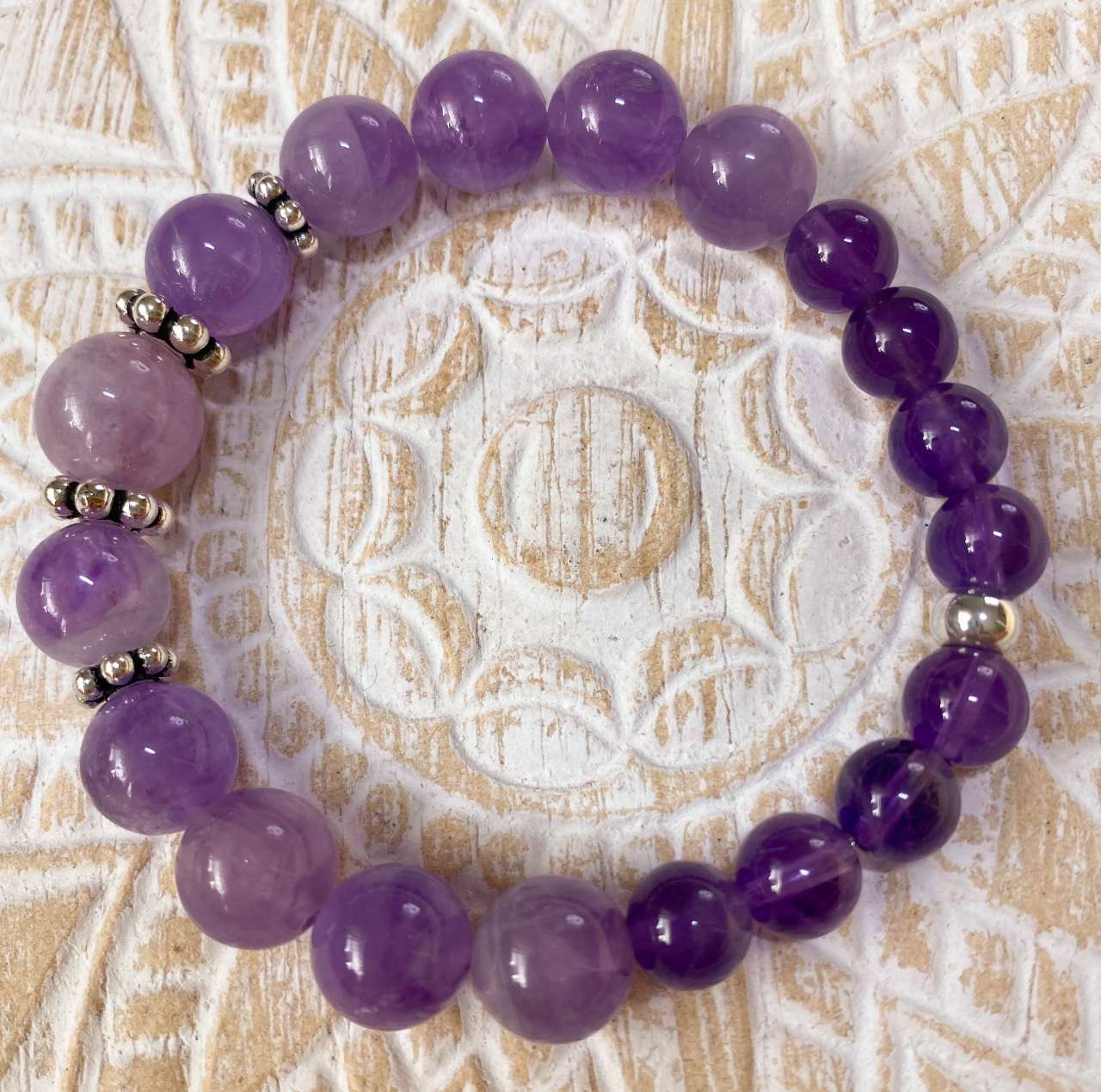 edles Amethyst Edelstein Armband - Edelsteinarmband - 925er Silber Schmuck #0026