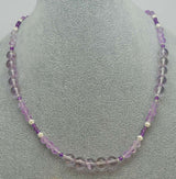 Cadena de piedras preciosas - Collar de amatista facetada - Plata 925 #2146
