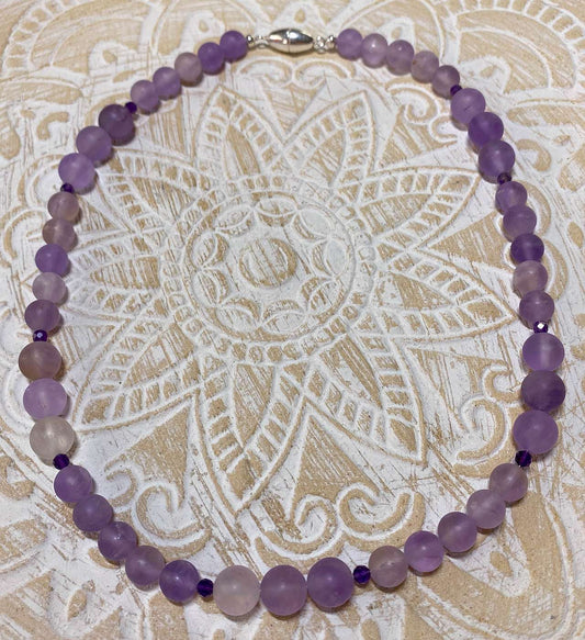 Amethyst Edelstein Kette - Collier - Edelsteinkette - 925er Silber Schmuck #4008