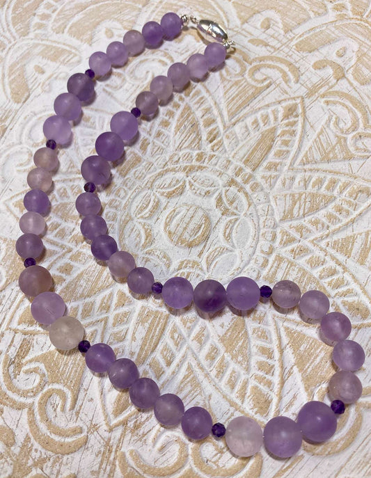 Amethyst Edelstein Kette - Collier - Edelsteinkette - 925er Silber Schmuck #4008