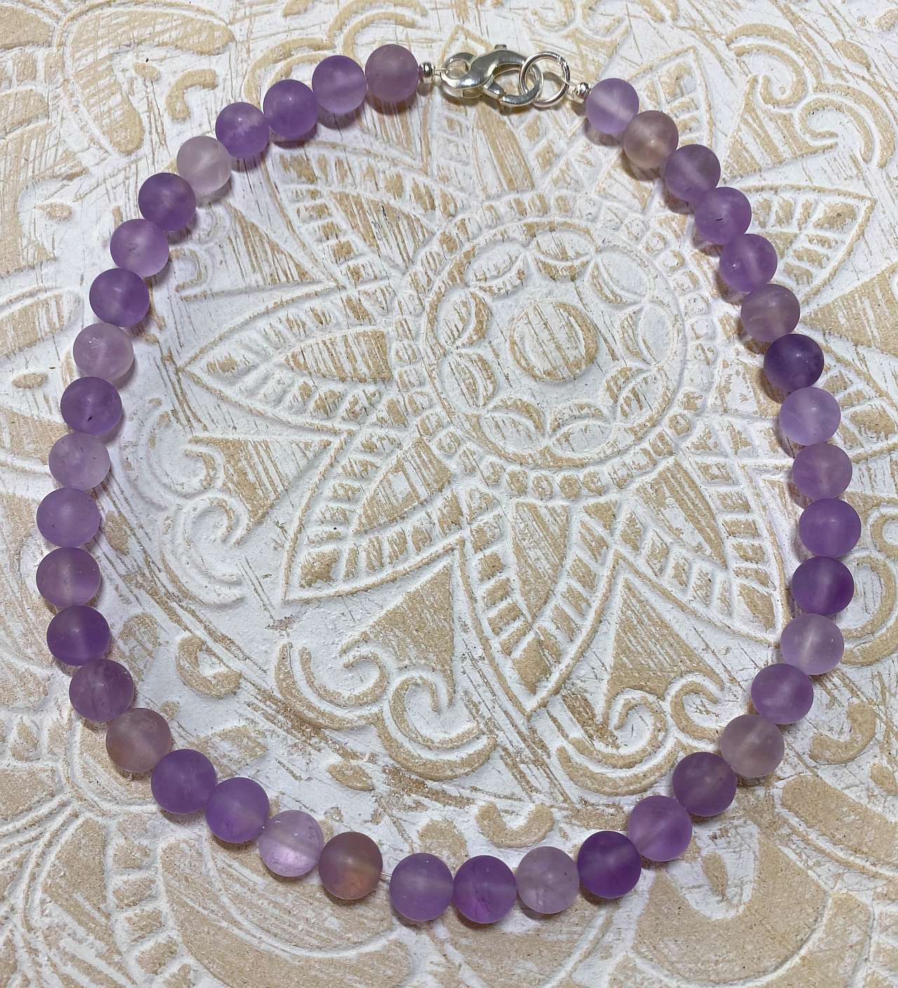 Amethyst matt Edelstein Kette - Collier - Edelsteinkette - 925er Silber Schmuck #2147