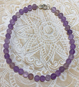 Amethyst matt Edelstein Kette - Collier - Edelsteinkette - 925er Silber Schmuck #2147