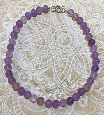 Amethyst matt Edelstein Kette - Collier - Edelsteinkette - 925er Silber Schmuck #2147