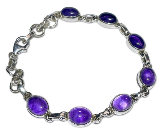Amethyst - Edelstein Armband - Edelsteinarmband Schmuck 925er Silber - #6046