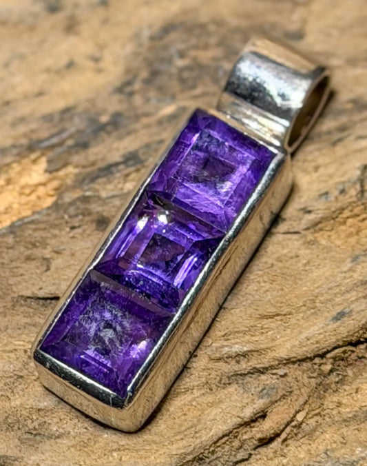 Edelstein Schmuck Ketten Anhänger mit Amethyst facettiert A Qualität - 925er Silber #4072