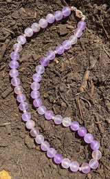 Amethyst matt Edelstein Schmuck Kette - Collier aus - 925er Silber #0025