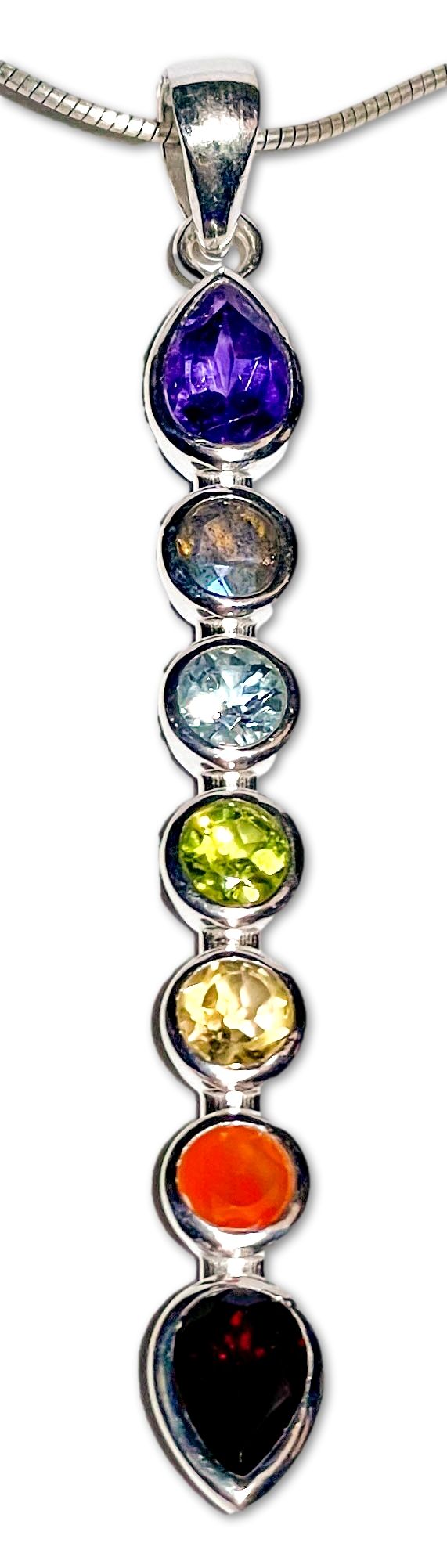 Chakra 925er Silber Schmuck Edelstein Anhänger #2395