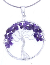 Lebensbaum Anhänger mit Amethyst - Edelstein - Baum des Lebens - A Qualität - Schmuck mit 925er Silber versilbert #6730