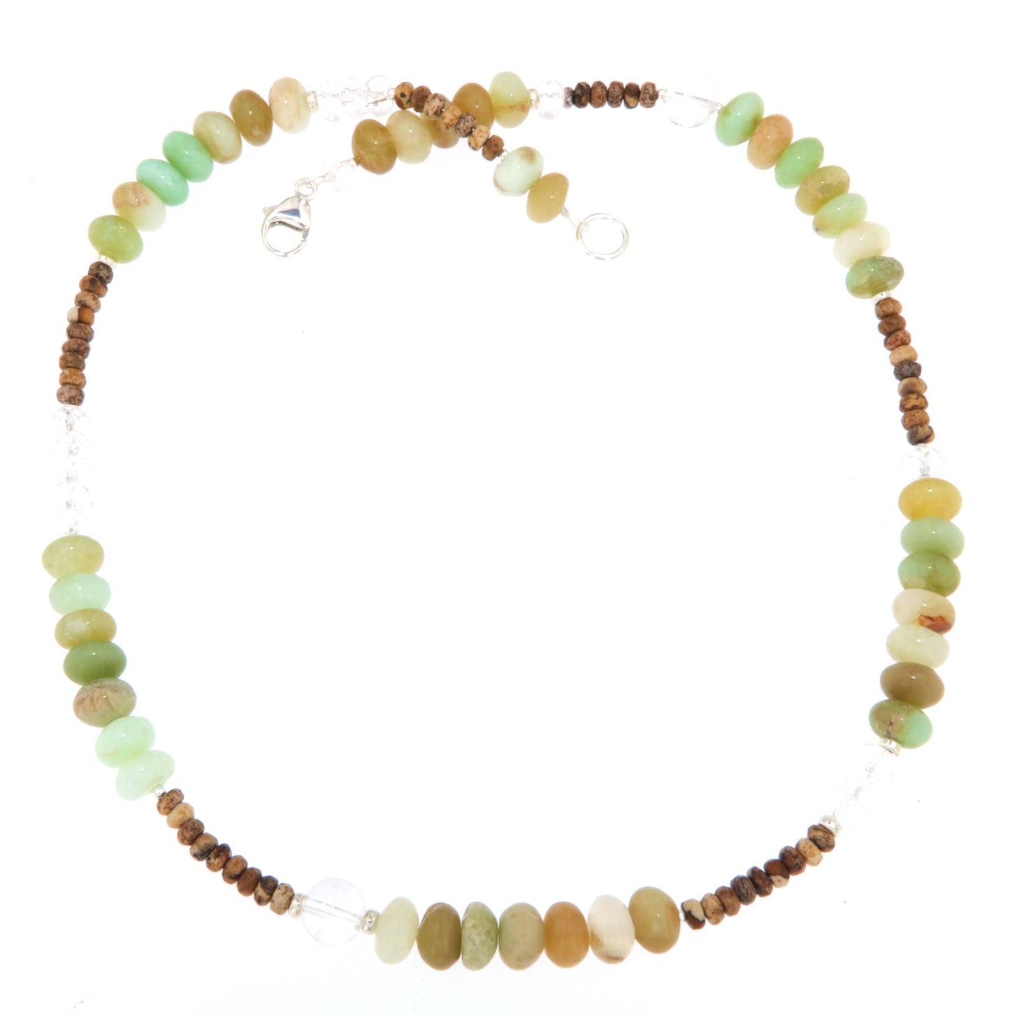 Andenopal Edelstein Schmuck Kette - versteinertes Holz - 925er Silber #5128