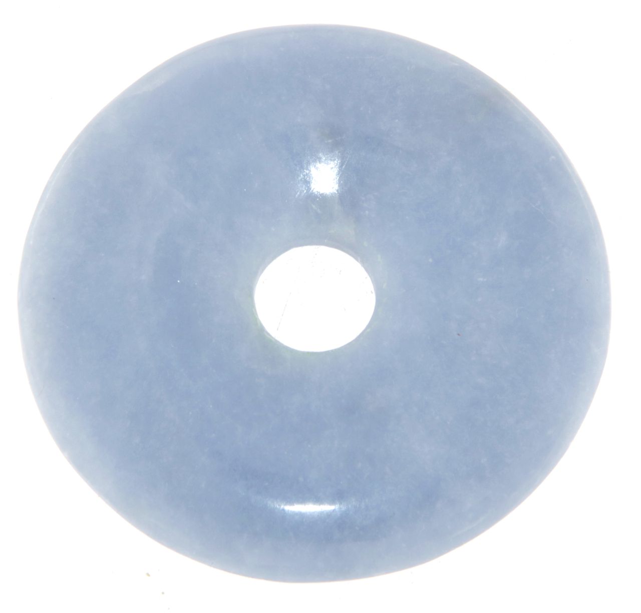 Angelit - Anhydrit Donut - PI Scheibe - Edelstein Schmuck Ketten Anhänger 40mm - A Qualität #6381