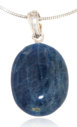 Apatit Trommelstein Edelstein Schmuck Ketten Anhänger - 925er Silberöse - A Qualität #0556