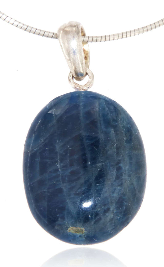 Apatit Trommelstein Edelstein Schmuck Ketten Anhänger - 925er Silberöse - A Qualität #0556