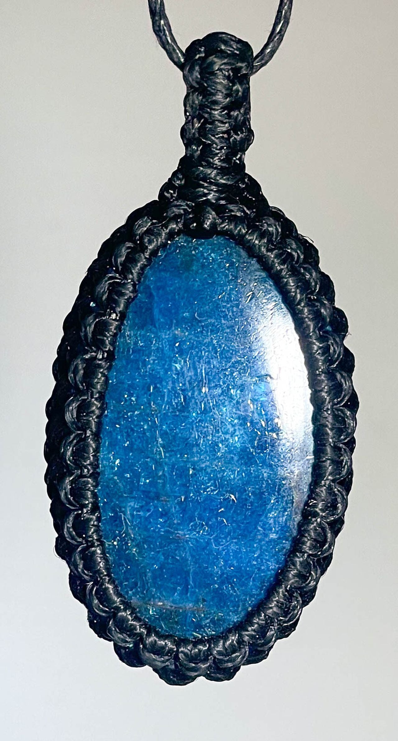 Makramee Apatit Schmuck Trommelstein Ketten Anhänger - Edelstein A Qualität #7323